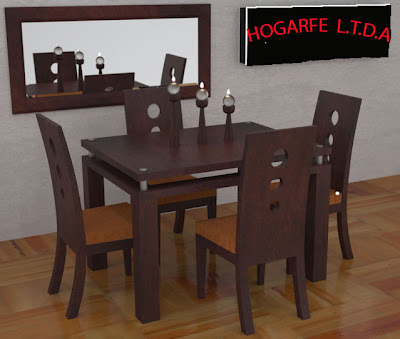 MUEBLES MALCEL.: COMEDORES DE 4 Y 6 PUESTOS EN MADERA